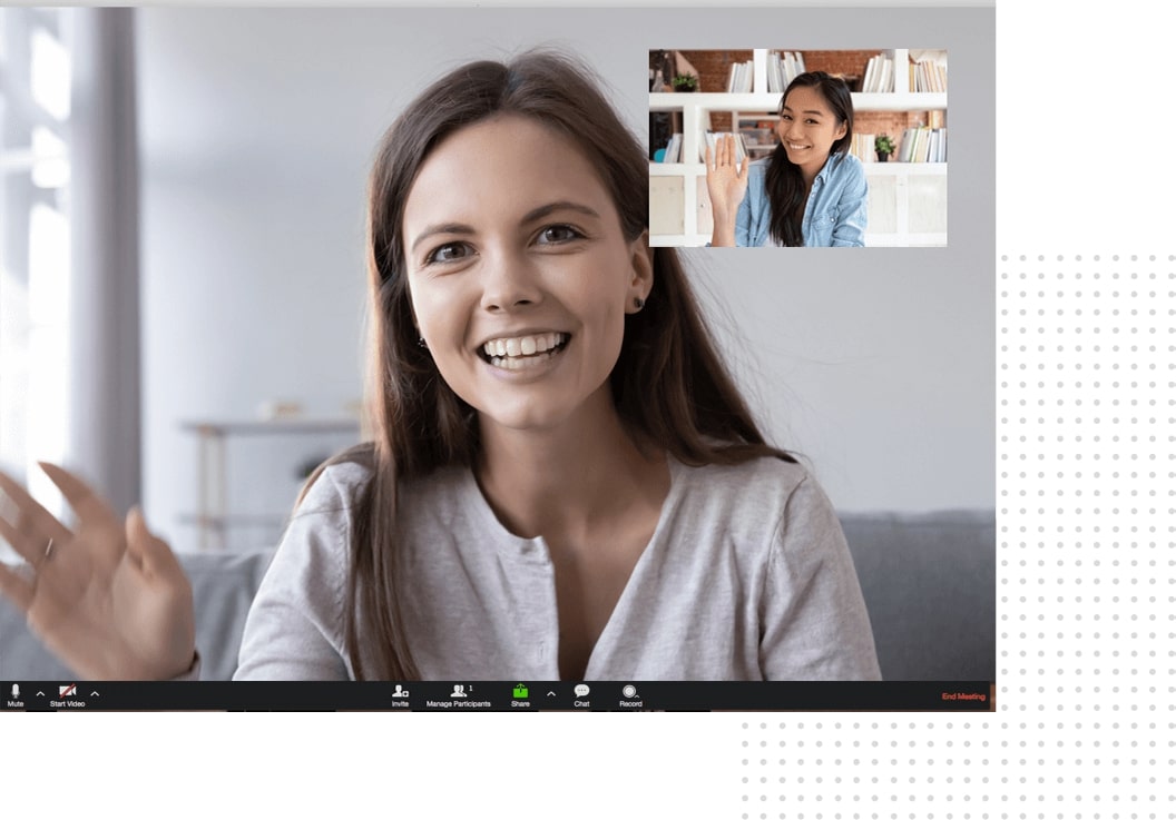 A student and teacher stay connected through real-time video chats.